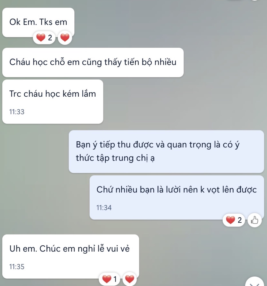 Phụ huynh nhận xét con tiến bộ nhiều sau khi học